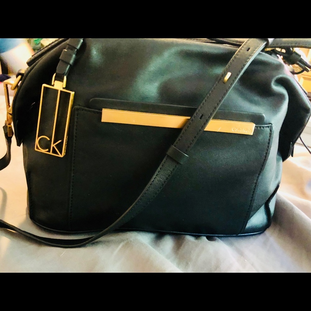 Black leather Calvin Klein handbag